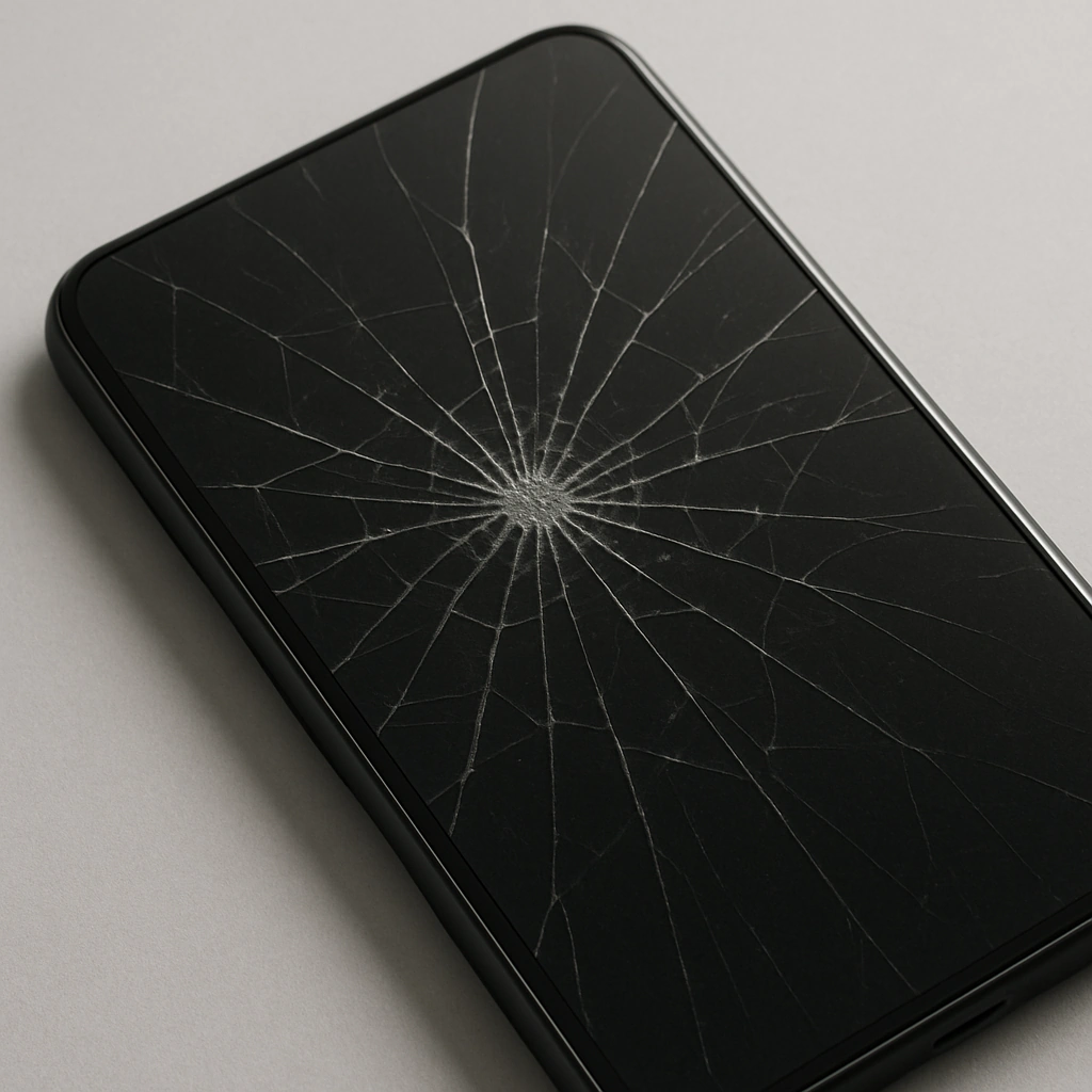 screen-protector-on-cracked-screen-featured-image-lizard-cases-llc Close-up overview of screen protector on cracked screen